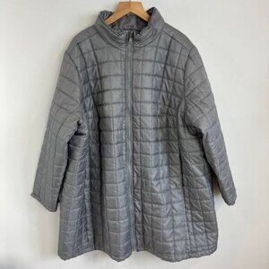 Woman Within Women's Size 26/28 2X Plus Grey Quilted Full Zip Jacket Coat
